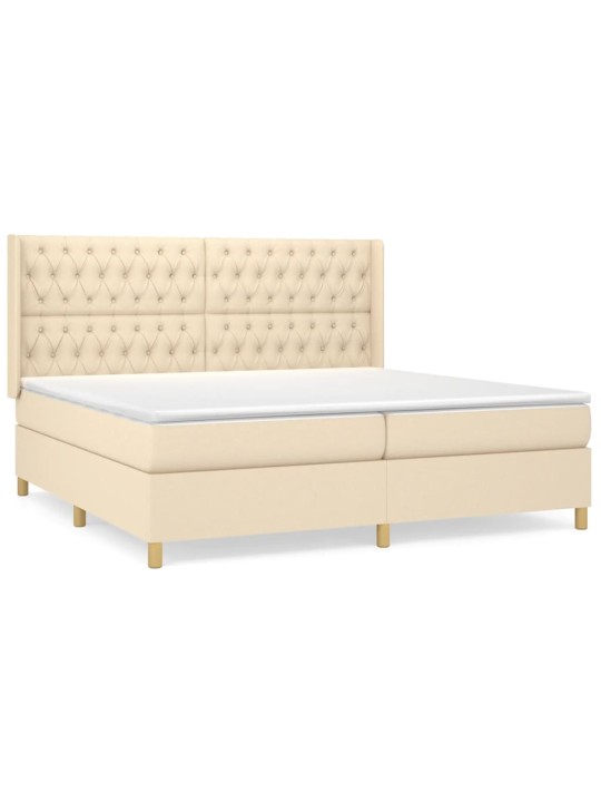 Box spring postel s matrací krémová 200x200 cm textil
