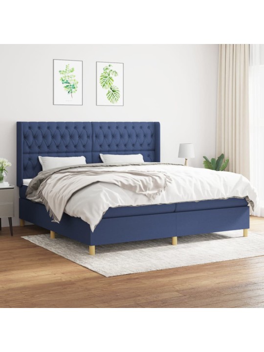 Box spring postel s matrací modrá 200x200 cm textil