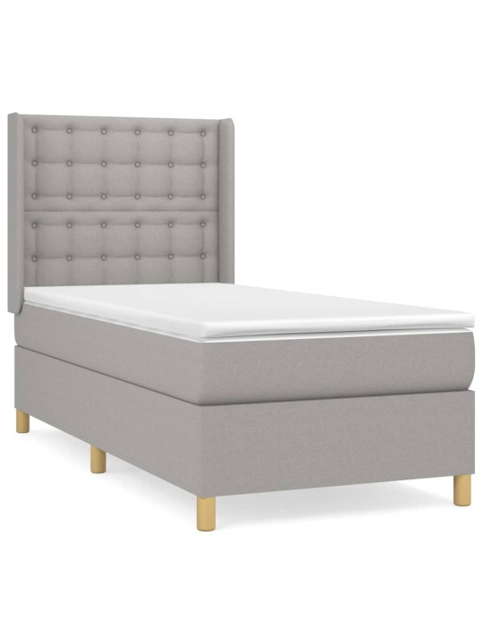 Box spring postel s matrací světle šedá 90x190 cm textil