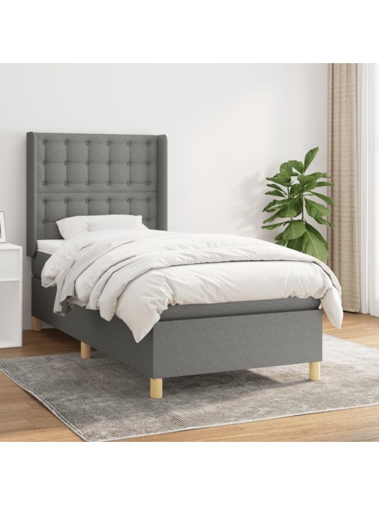 Box spring postel s matrací tmavě šedá 90x190 cm textil