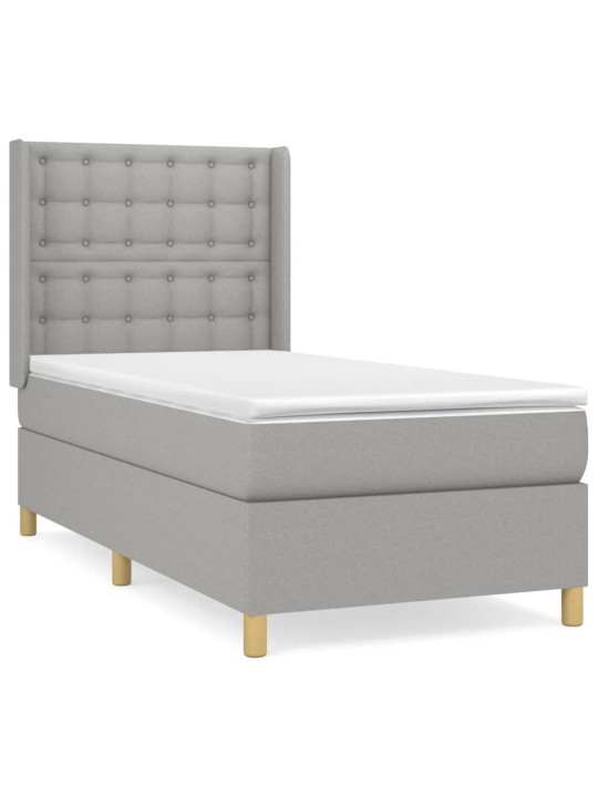 Box spring postel s matrací světle šedý 100 x 200 cm textil