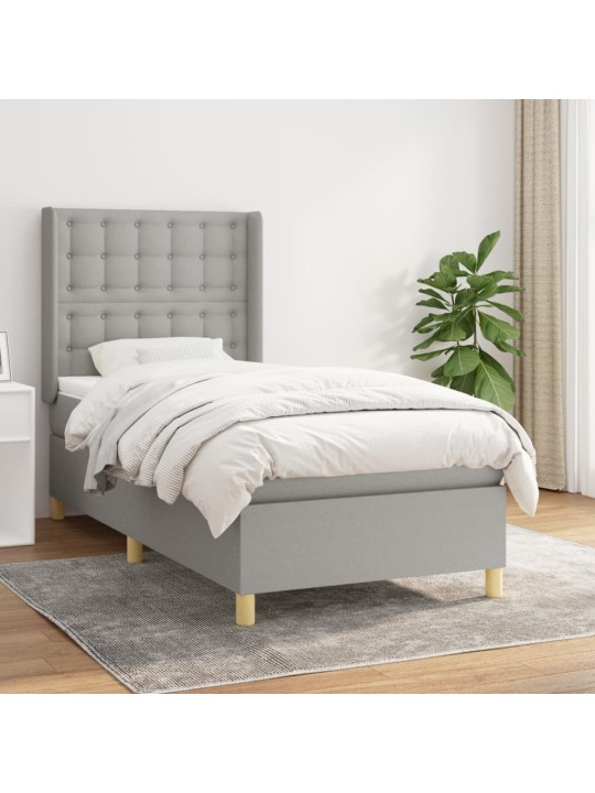 Box spring postel s matrací světle šedý 100 x 200 cm textil
