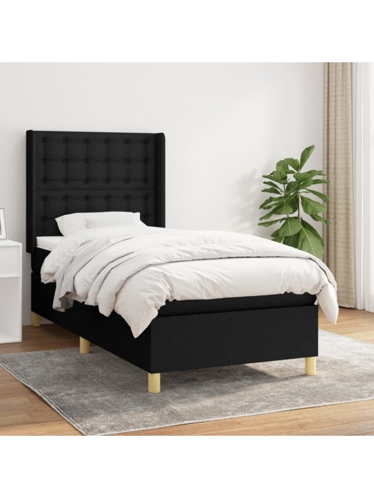 Box spring postel s matrací černá 100 x 200 cm textil