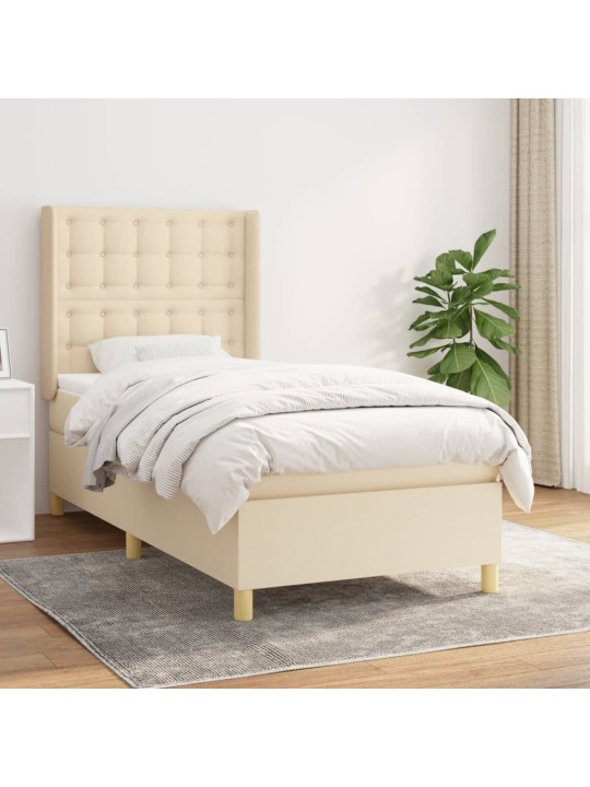 Box spring postel s matrací krémová 100 x 200 cm textil
