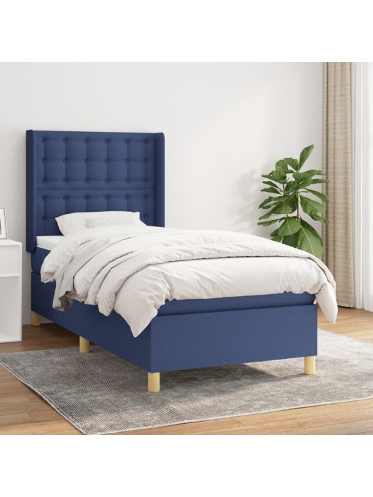 Box spring postel s matrací modrá 100 x 200 cm textil
