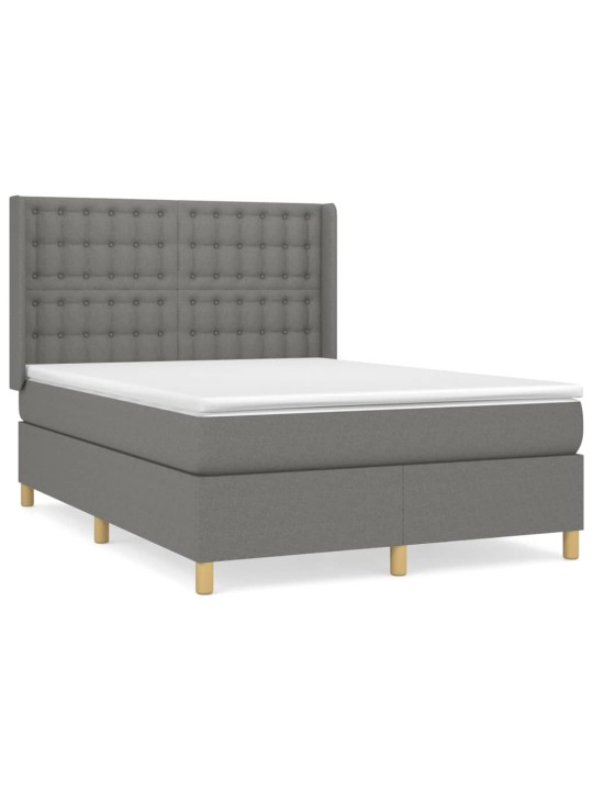Box spring postel s matrací tmavě šedý 140 x 190 cm textil