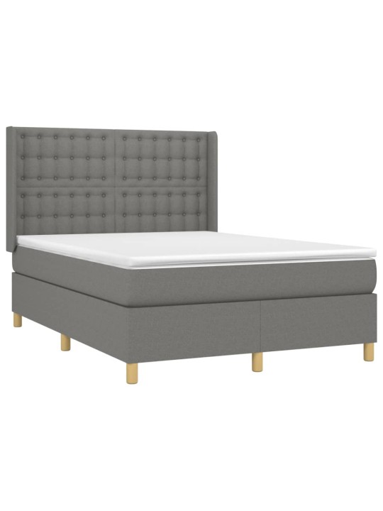 Box spring postel s matrací tmavě šedý 140 x 190 cm textil
