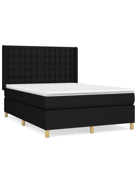 Box spring postel s matrací černá 140 x 190 cm textil