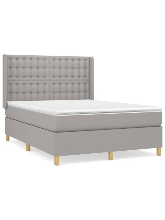 Box spring postel s matrací světle šedá 140 x 200 cm textil
