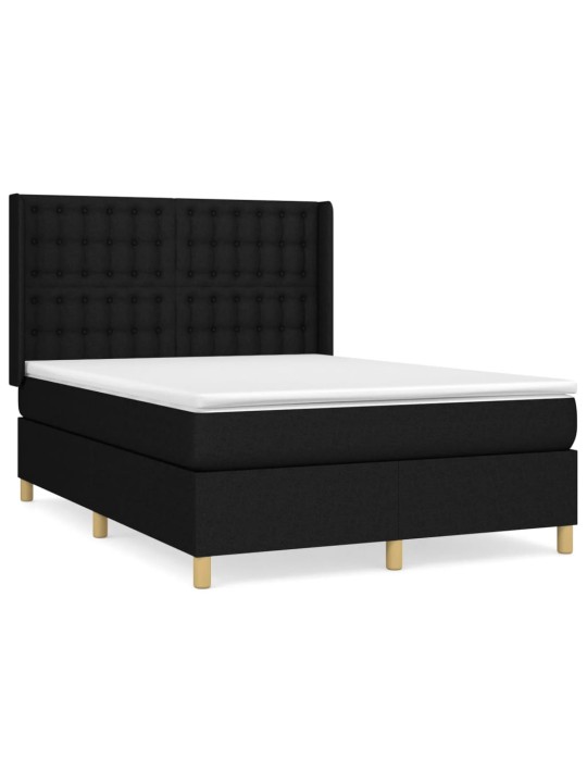 Box spring postel s matrací černá 140x200 cm textil