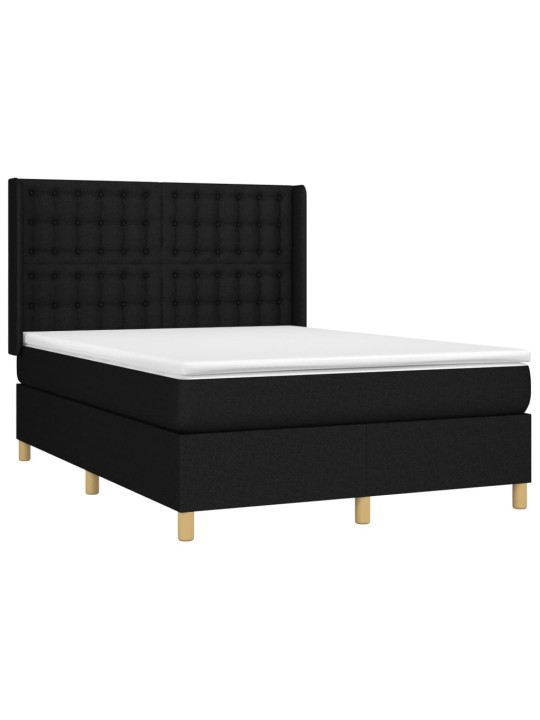 Box spring postel s matrací černá 140x200 cm textil