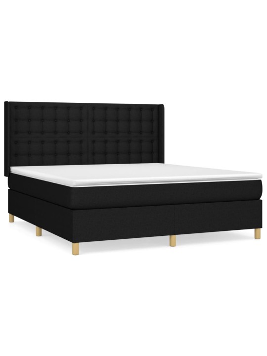 Box spring postel s matrací černá 160x200 cm textil