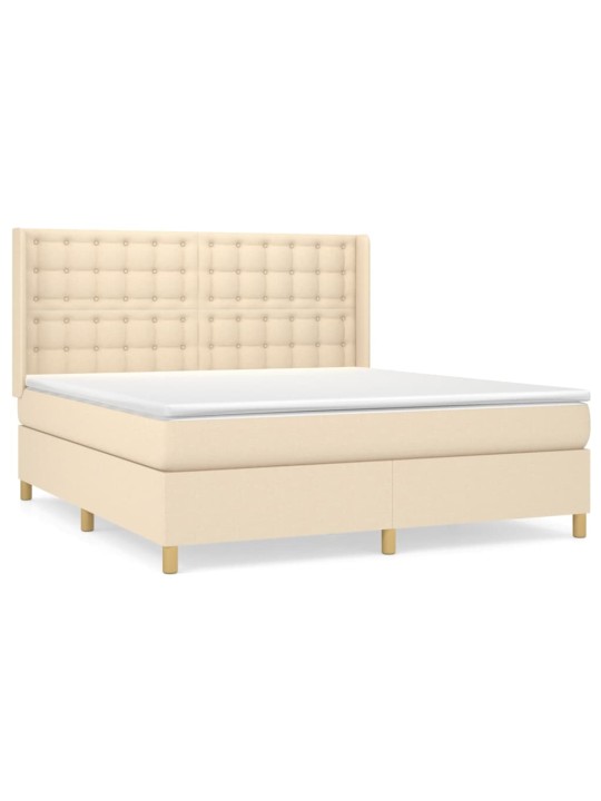 Box spring postel s matrací krémová 160x200 cm textil