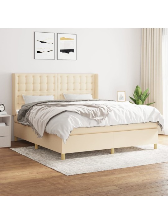 Box spring postel s matrací krémová 160x200 cm textil