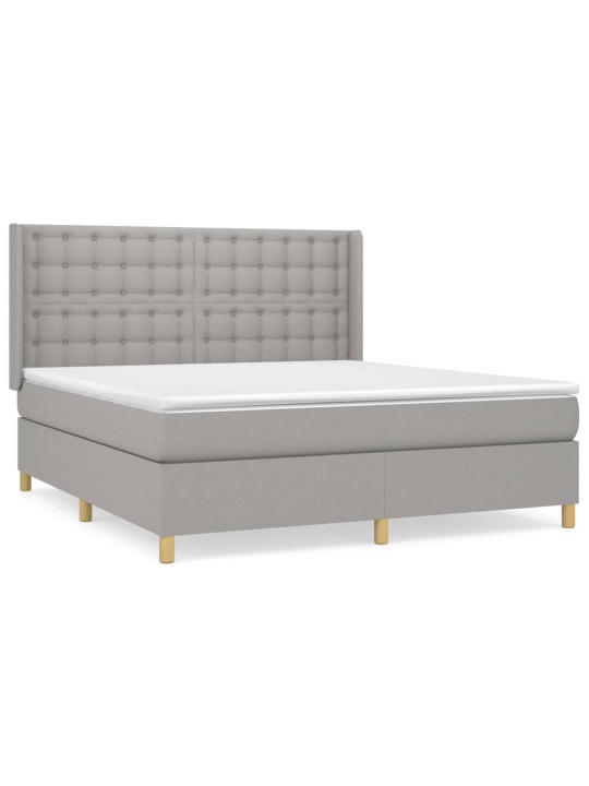 Box spring postel s matrací světle šedá 180 x 200 cm textil