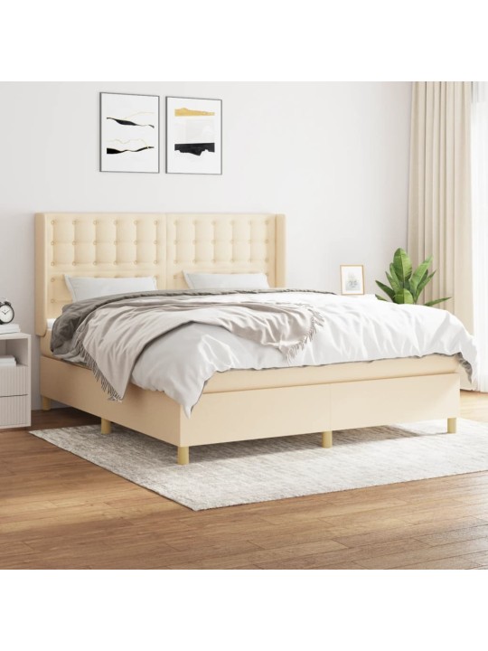 Box spring postel s matrací krémová 180x200 cm textil