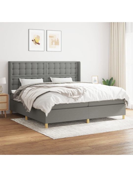 Box spring postel s matrací tmavě šedá 200x200 cm textil