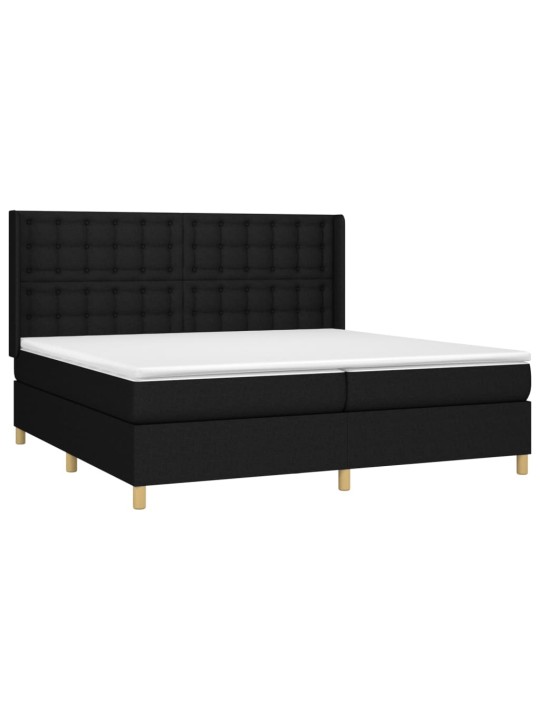 Box spring postel s matrací černá 200x200 cm textil