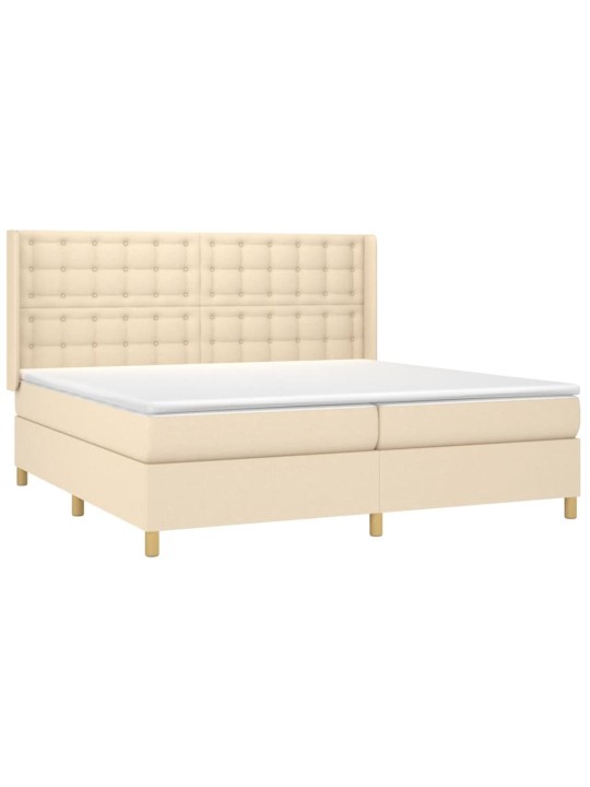 Box spring postel s matrací krémová 200x200 cm textil