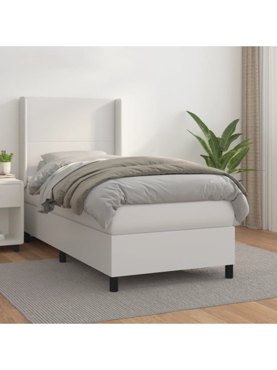 Box spring postel s matrací bílá 80 x 200 cm umělá kůže