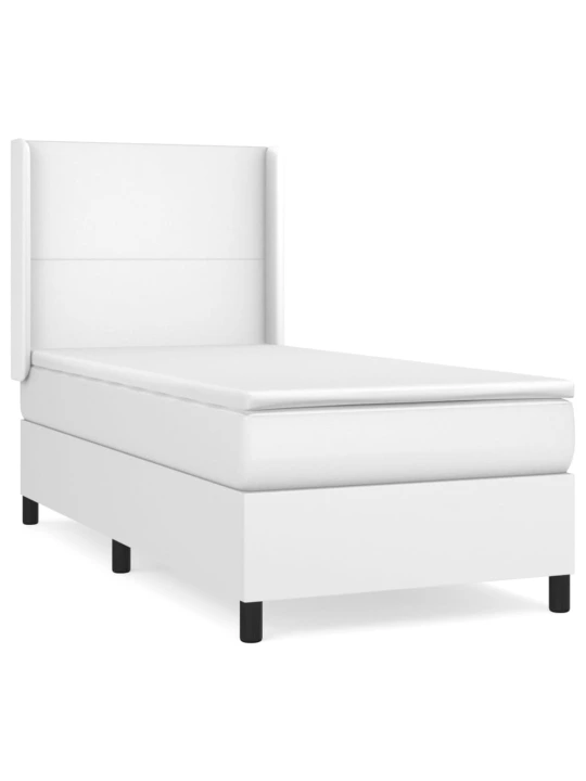 Box spring postel s matrací bílá 90x190 cm umělá kůže