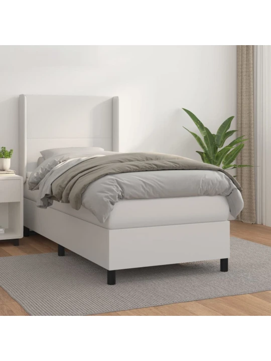 Box spring postel s matrací bílá 90x190 cm umělá kůže