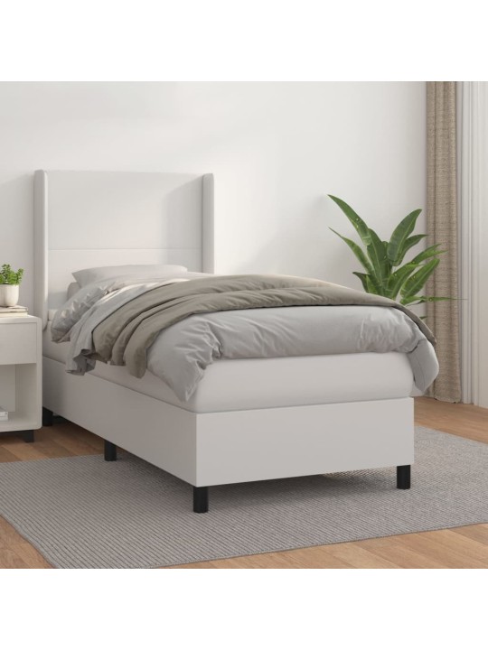 Box spring postel s matrací bílá 90x200 cm umělá kůže
