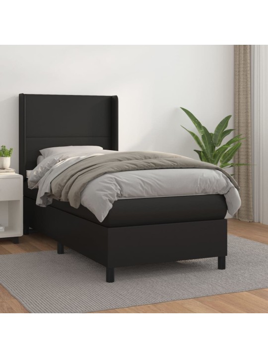 Box spring postel s matrací černá 100x200 cm umělá kůže