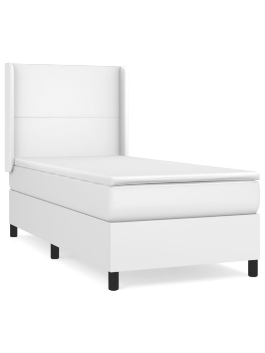 Box spring postel s matrací bílá 100x200 cm umělá kůže