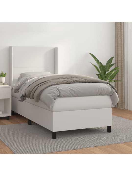 Box spring postel s matrací bílá 100x200 cm umělá kůže