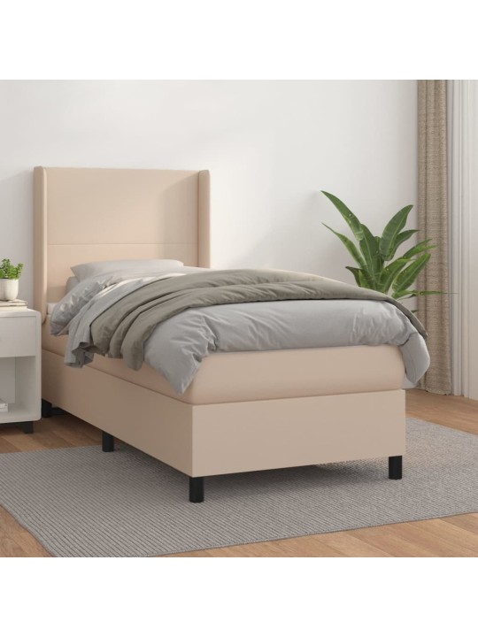 Box spring postel s matrací cappuccino 100x200 cm umělá kůže