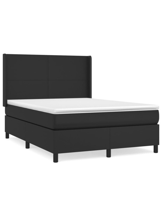 Box spring postel s matrací černá 140 x 190 cm umělá kůže