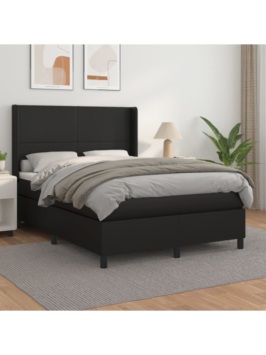 Box spring postel s matrací černá 140x200 cm umělá kůže