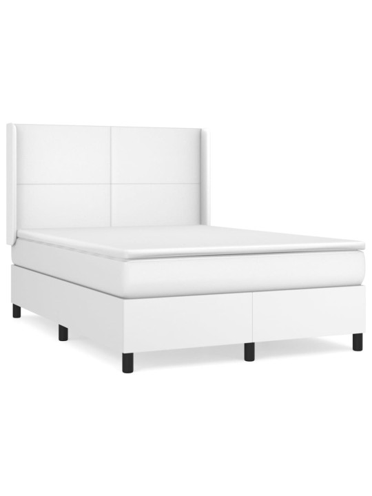 Box spring postel s matrací bílá 140x200 cm umělá kůže
