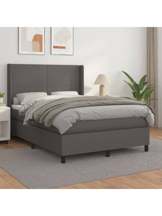 Box spring postel s matrací šedá 140x200 cm umělá kůže