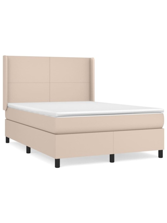 Box spring postel s matrací cappuccino 140x200 cm umělá kůže
