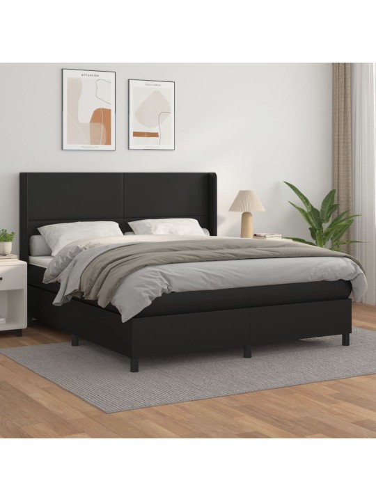 Box spring postel s matrací černá 160x200 cm umělá kůže