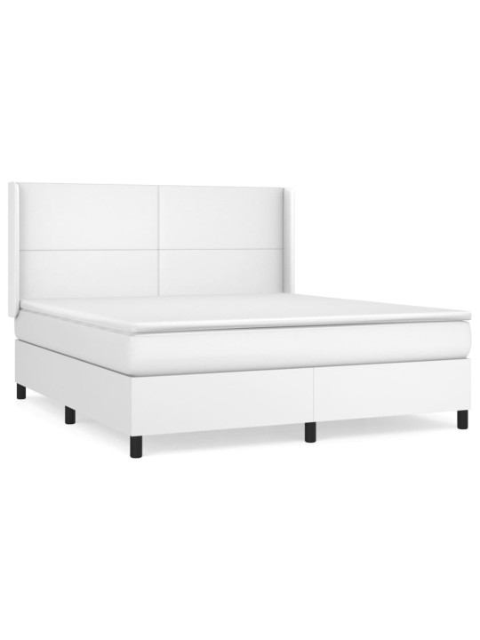 Box spring postel s matrací bílá 160x200 cm umělá kůže