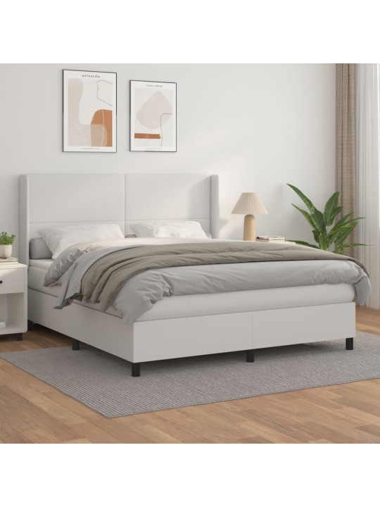 Box spring postel s matrací bílá 160x200 cm umělá kůže
