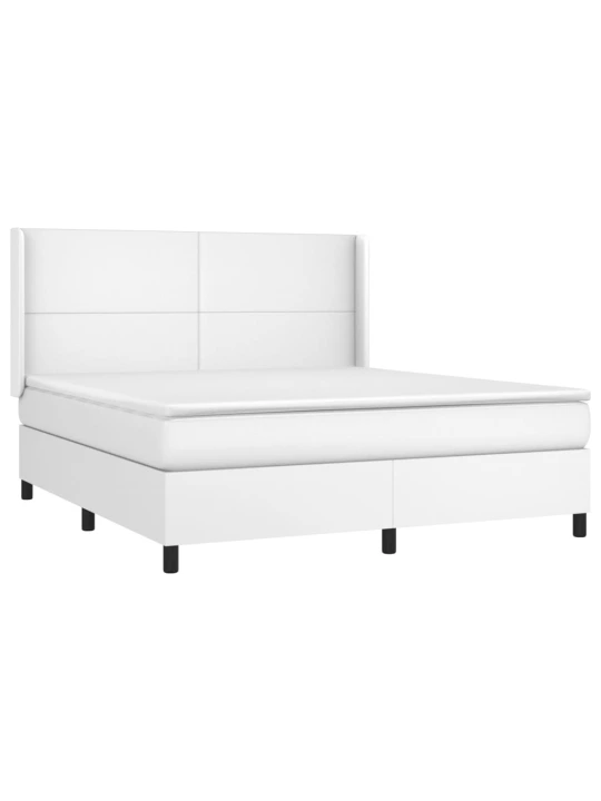 Box spring postel s matrací bílá 180x200 cm umělá kůže