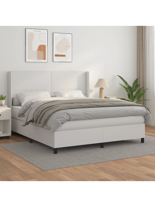 Box spring postel s matrací bílá 180x200 cm umělá kůže