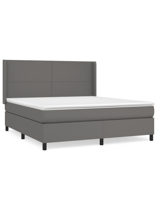 Box spring postel s matrací šedá 180x200 cm umělá kůže