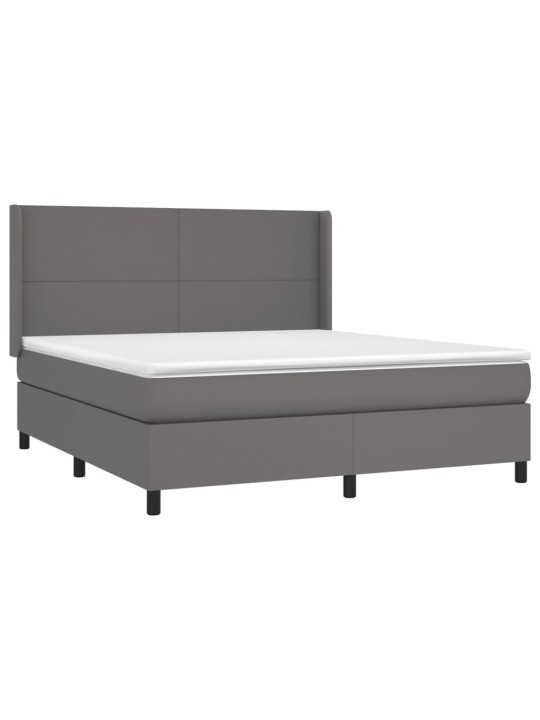 Box spring postel s matrací šedá 180x200 cm umělá kůže