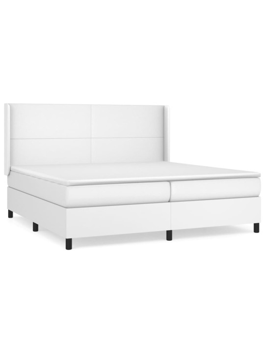 Box spring postel s matrací bílá 200x200 cm umělá kůže