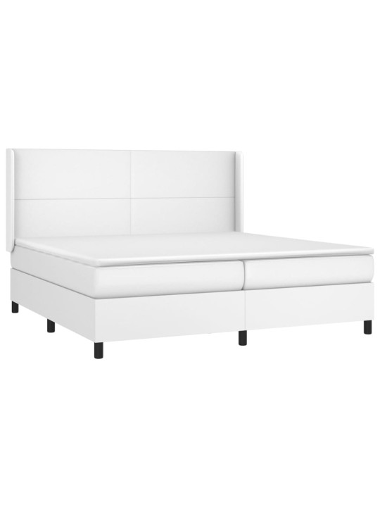 Box spring postel s matrací bílá 200x200 cm umělá kůže