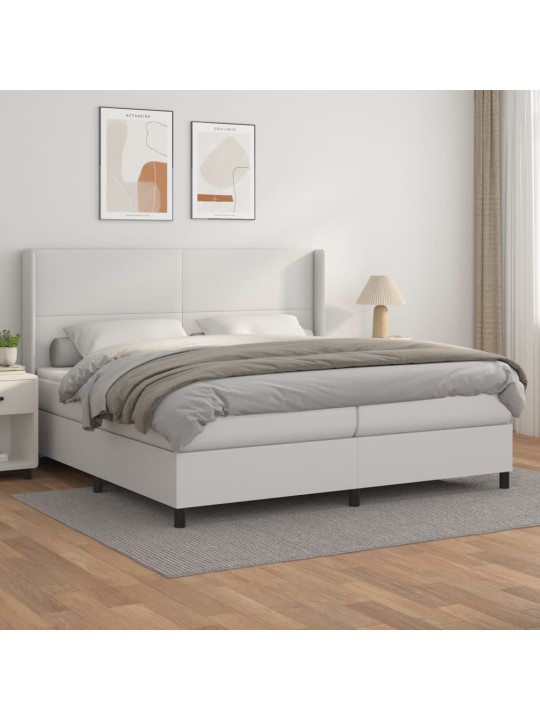 Box spring postel s matrací bílá 200x200 cm umělá kůže