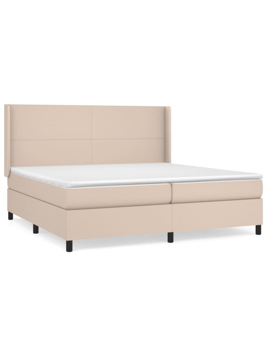 Box spring postel s matrací cappuccino 200 x 200 cm umělá kůže