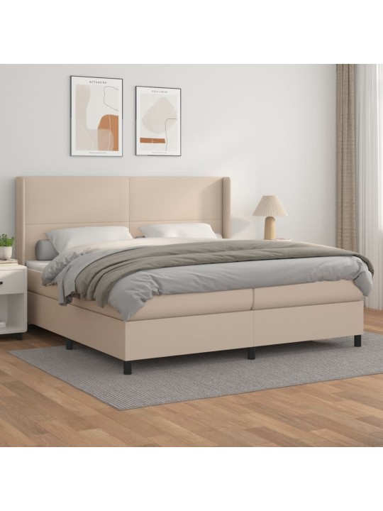 Box spring postel s matrací cappuccino 200 x 200 cm umělá kůže