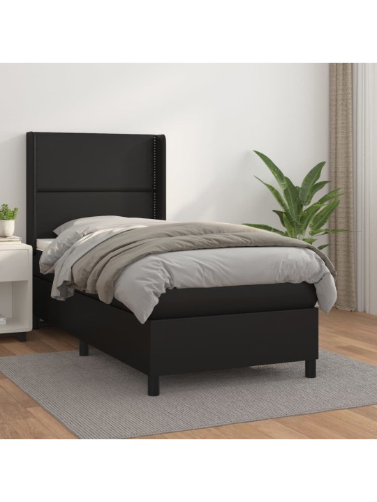 Box spring postel s matrací černá 80 x 200 cm umělá kůže