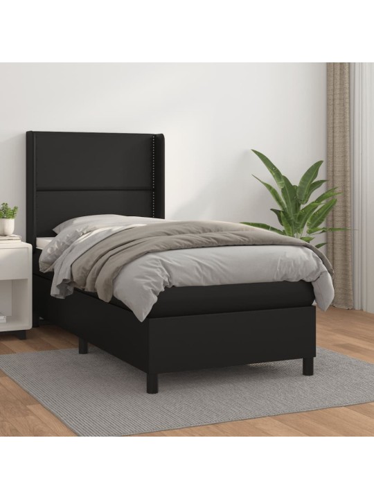 Box spring postel s matrací černá 90x190 cm umělá kůže